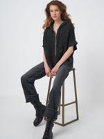 Poncho met capuchon en rits van alpaca wolmix
