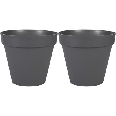 2x stuks eda toscane bloempot - kunststof - antraciet - d30 x h26 cm - binnen- en buitenshuis