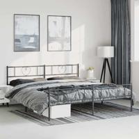 Bedframe met hoofd- en voeteneinde metaal zwart 193x203 cm