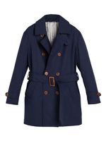 Brunello Cucinelli Kids trench en gabardine - Bleu