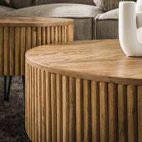 Giga Meubel - Salontafel Wave Rond Mango Naturel Set van 2