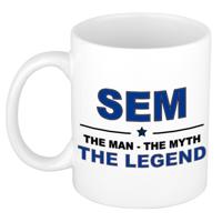 Sem cadeau mok - man myth legend - naam koffiemok / beker - wit en blauw - 300 ml