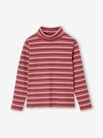 T-shirt met rolkraag van ribstof meisjes framboos