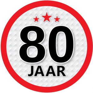 80 jaar leeftijd sticker rond 15 cm verjaardag versiering