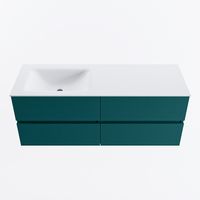 MONDIAZ VICA 130cm badmeubel onderkast Smag 4 lades. Wastafel CLOUD links zonder kraangat, kleur Talc.