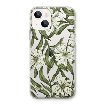 Wit bloemenpatroon: iPhone 13 Transparant Hoesje