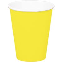 8x stuks drinkbekers van papier geel 350 ml - thumbnail