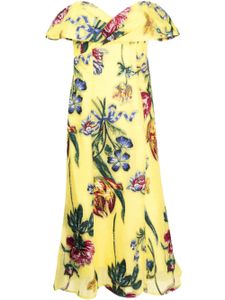 Marchesa Notte robe mi-longue à fleurs - Jaune