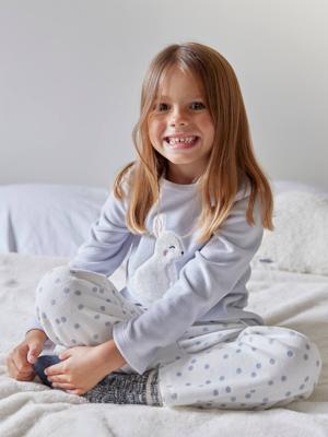 Pyjama fluweel / velours voor meisjes Konijn hemelsblauw
