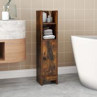 Smalle Toiletkast met 2 Open Vakken en 2 Afneembare Panken Vintage Badkamerkast