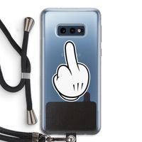 Middle finger white: Samsung Galaxy S10e Transparant Hoesje met koord