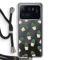 Cactusprint roze: Xiaomi Mi 11 Ultra Transparant Hoesje met koord