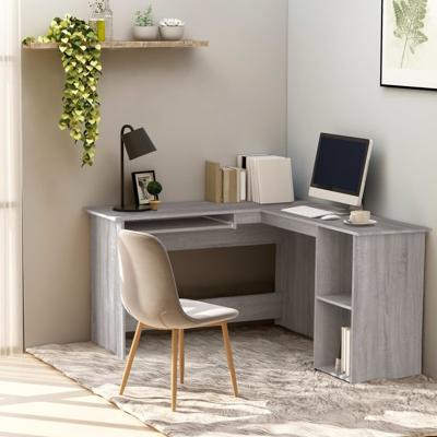 Hoekbureau 120x140x75 cm bewerkt hout grijs sonoma eikenkleurig