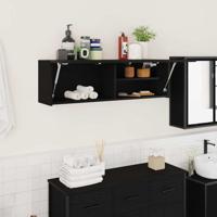 Badkamerwandkast 100x25x30 cm bewerkt hout zwart