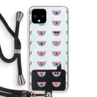 Smiley watermeloenprint: Pixel 4 Transparant Hoesje met koord Smiley watermeloenprint: Pixel 4 Transparant Hoesje met koord