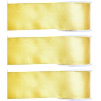 3x Hobby/decoratie gele satijnen sierlinten 2,5 cm/25 mm x 25 meter