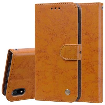 Business stijl olie Wax textuur horizontale Flip lederen case voor Xiaomi Redmi 7A met houder & kaartsleuven & portemonnee (bruin)