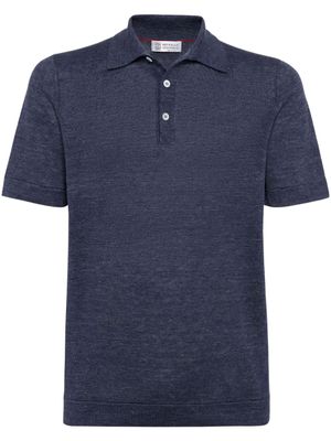 Brunello Cucinelli t-shirt à col nervuré - Bleu