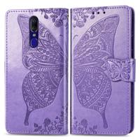 Butterfly Love bloemen reliëf horizontale Flip lederen draagtas voor OPPO F11 met houder & kaartsleuven & portemonnee & Lanyard (licht paars)