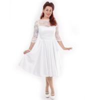 Collette White Lace Dress with Three Quarter Sleeves-XL