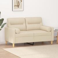 Tweezitsbank met sierkussens 120 cm stof crèmekleurig
