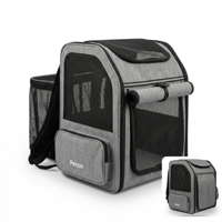 Pecco luxe uitbreidbare rugtas voor hond en kat tot 10 kg - Grijs