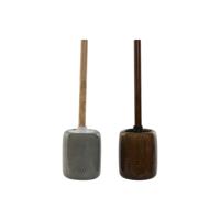 Toiletborstel Home ESPRIT Bruin Grijs Polyethyleen Keramiek 11 x 11 x 40 cm (2 Stuks)