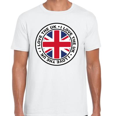 Verkleed T-shirt voor heren - I Love The UK - wit - voetbal supporter - themafeest