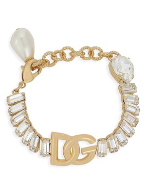 Dolce & Gabbana bracelet à logo DG strassé - Or