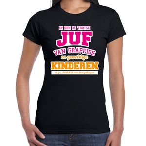 Ik ben de trotse juf cadeau t-shirt zwart voor dames