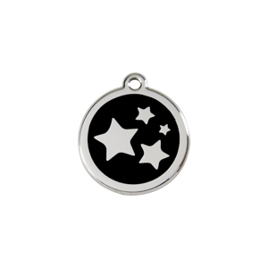 Star Black roestvrijstalen hondenpenning small/klein dia. 2 cm - Reddingo