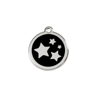 Star Black roestvrijstalen hondenpenning small/klein dia. 2 cm - Reddingo