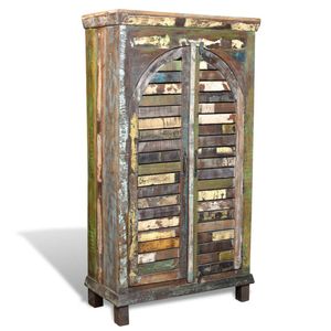 The Living Store Boekenkast Vintage Stijl - Gerecycled Hout - 80x40x146 cm - Meerkleurig