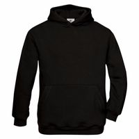 Zwarte katoenmix sweater met capuchon voor meisjes   -
