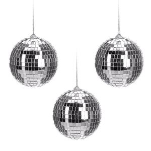 6x Kerstballen discoballen/discobollen zilver 6 cm