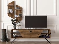 Tv-meubel PROSECCO 1 klapdeur walnoot/zwart met legplanken