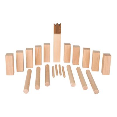 Goki houten viking spel kubb in katoenen zak