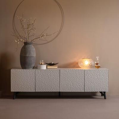 WOOOD TV-meubel 'Carved' Mangohout, 185cm, kleur Mistgrijs