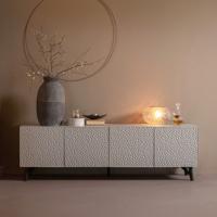 WOOOD TV-meubel 'Carved' Mangohout, 185cm, kleur Mistgrijs