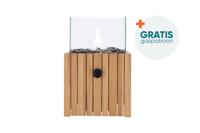 Cosiscoop Timber teak - gaslantaarn met gratis gaspatroon - vierkant Cosiscoop Timber teak - gaslantaarn met gratis gaspatroon - vierkant