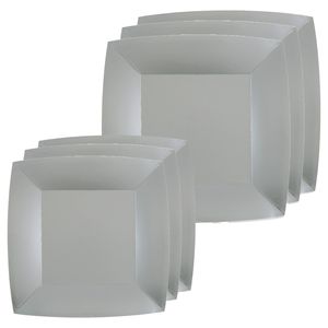 Feest/verjaardag bordjes set - 40x stuks - zilver - 18 cm en 23 cm