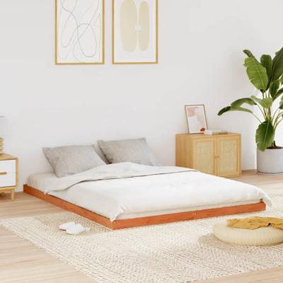 Bedframe massief grenenhout wasbruin 160x200 cm