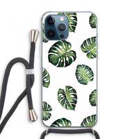 Tropische bladeren: iPhone 12 Pro Transparant Hoesje met koord