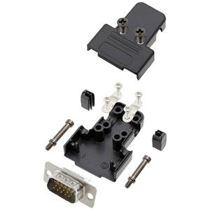 encitech TRI-P-09-HDP15-W-K 6355-8068-01 D-sub male connectorset 180 ° Aantal polen: 15 Soldeerkelk 1 stuk(s)