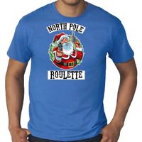 Grote maten fout Kerstshirt / outfit Northpole roulette blauw voor heren - thumbnail