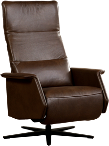 Bruine leren moderne relaxfauteuil Mojo - staal zwart frame met stervoet - zithoogte medium - Granada leer Chocolate (bruin leer)