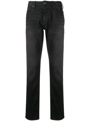 Emporio Armani jean droit à effet délavé - Noir