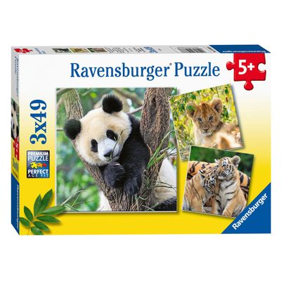 Ravensburger - puzzel panda tijger en leeuw 3x49st.