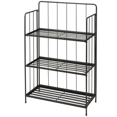 Plantenrek/plantentafel - zwart - metaal - 58 x 27 x 90 cm - binnen en buiten