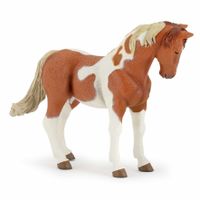 Plastic speelgoed figuur bruin/wit paard 10 cm   - - thumbnail